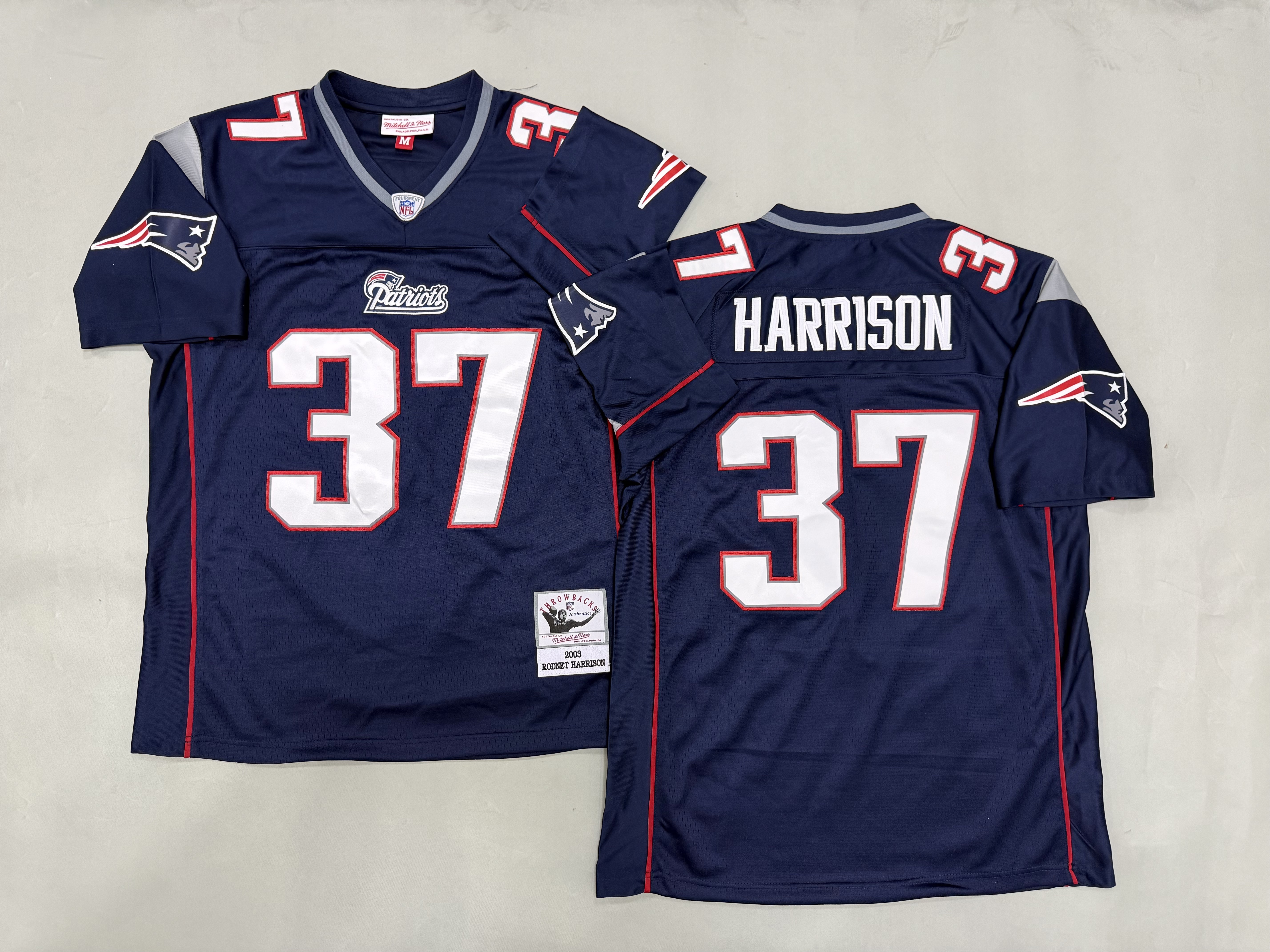 Men 2026 New England Patriots #37 Harrison Blue Throwback Game NFL Jersey 001->chicago bears->NFL Jersey